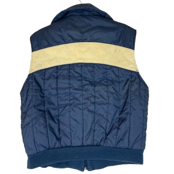 Montgomery Ward Ski Vest Mens Large Navy Blue Cream Corduroy Layer Vtg 70s - Picture 2 of 7